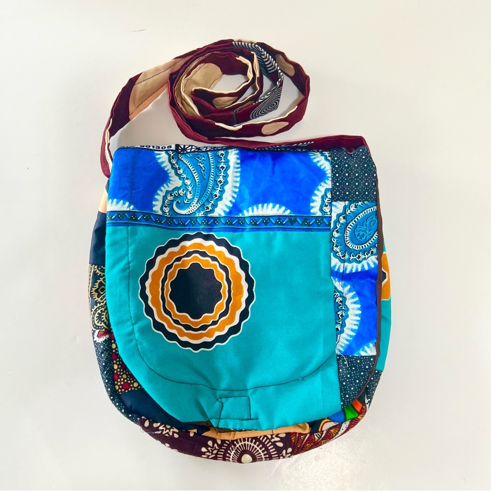 Boho Patchwork Crossbody Bag – Colourful Hippie Print Shoulder Purse